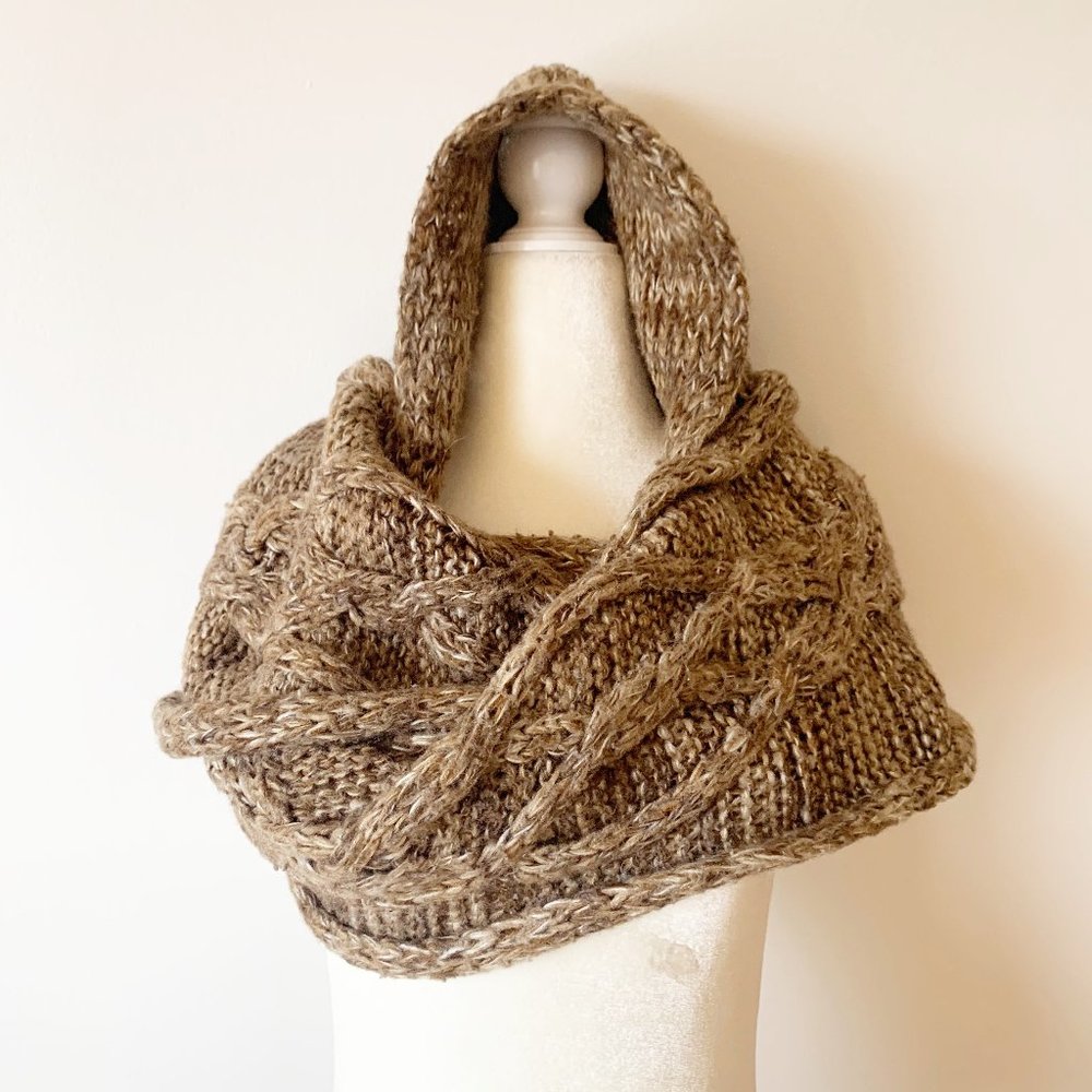 Snuggly Hooded Wrap Scarf in Walnut